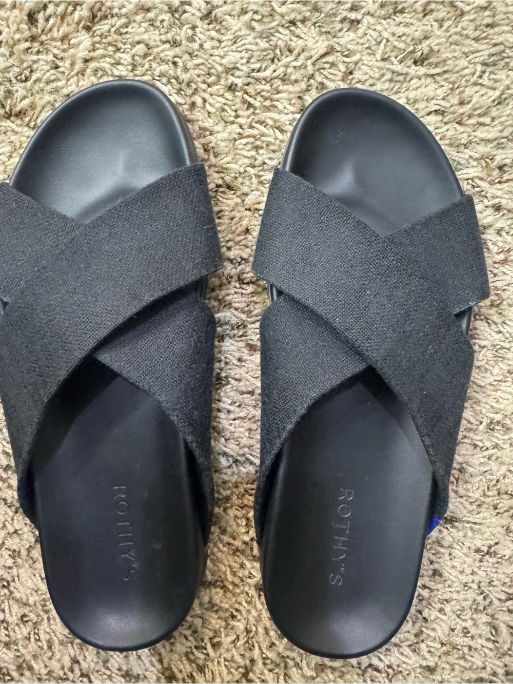 Rothy's Black Crossband Slide Sandals